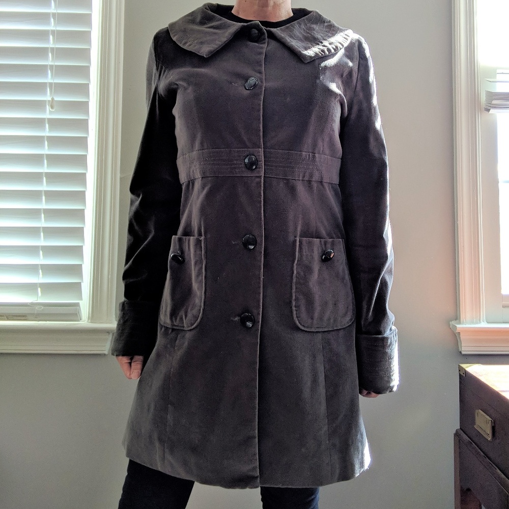 Tulle Gray Winter Coat with Peter Pan Collar